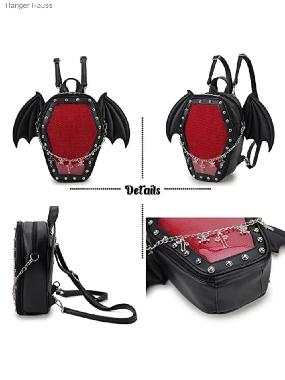 Gothic Coffin Ita Bag Backpack Laser Pin Display Vegan Leather Anime Purse